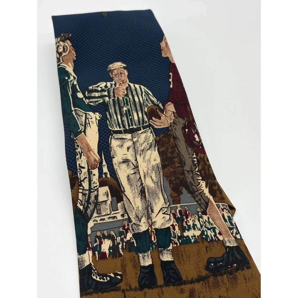 Norman Rockwell, Vintage, Saturday Evening Post 'Coin Toss' Football Silk Tie